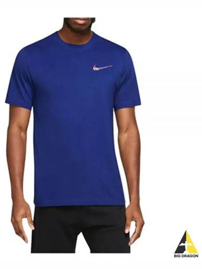 Men's NSW Club Swoosh Print Sport Short Sleeve T-Shirt Blue - NIKE - BALAAN 2