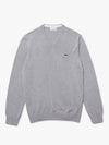 V Neck Cotton Classic Fit Knit Top Grey - LACOSTE - BALAAN 2