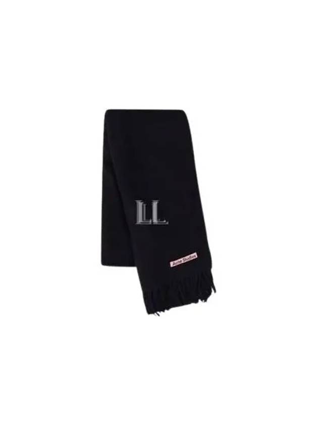 Logo Wool Fringe Muffler Black - ACNE STUDIOS - BALAAN 2