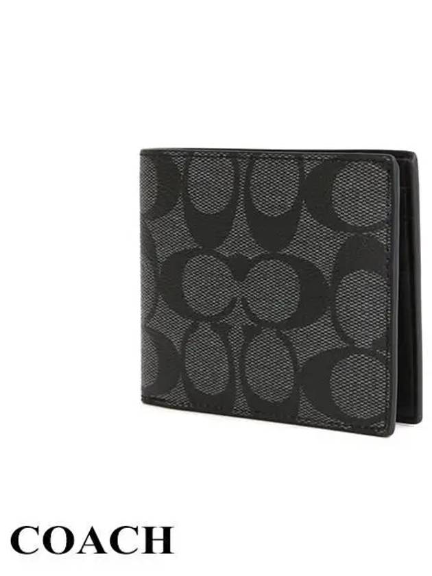 ID Signature Canvas Billfold Half Wallet Black - COACH - BALAAN 3