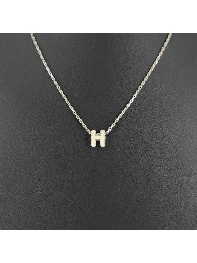 Mini Pop H Pendant Necklace Palladium Blanc - HERMES - BALAAN 3