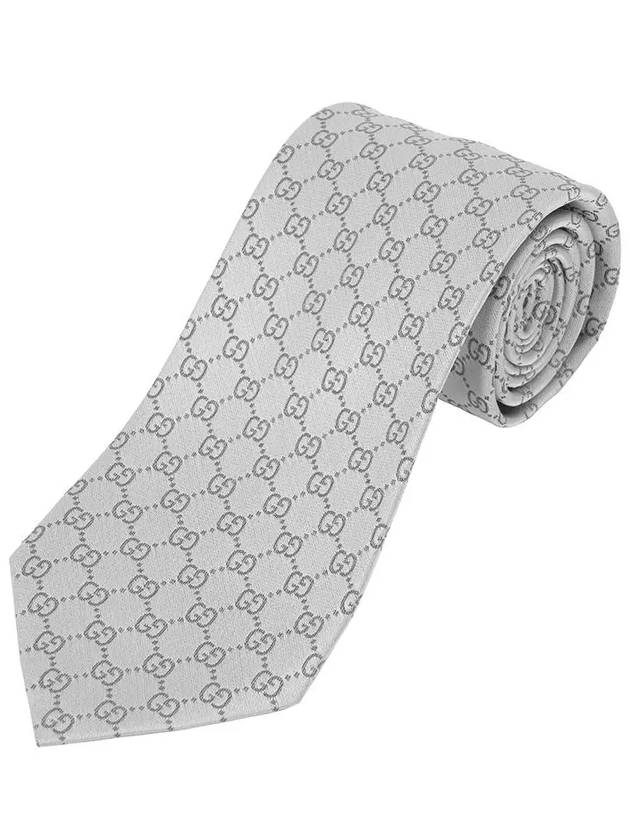 GG Pattern Silk Tie Silver - GUCCI - BALAAN 4