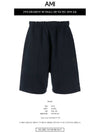 Men's Tone On Tone Heart Embroidered Logo Shorts Navy - AMI - BALAAN 3