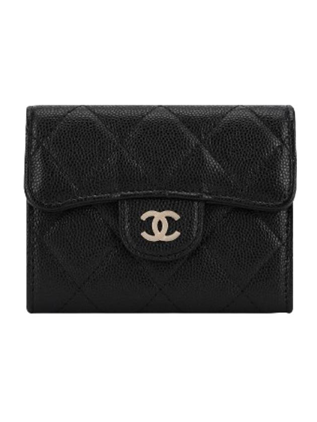 Classic Grained Calfskin Gold Hardware Card Wallet Black - CHANEL - BALAAN 1