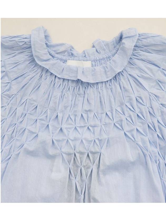 Sky blue ruffle neck blouse - MERLETTE - BALAAN 7