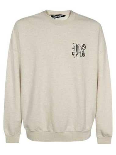 Monogram Logo Sweatshirt Natural - PALM ANGELS - BALAAN 1