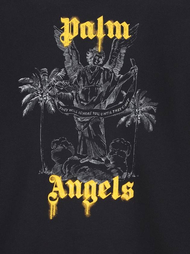 Logo Print Cotton Sweatshirt Black - PALM ANGELS - BALAAN 4