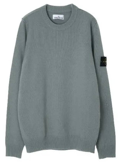 Logo Patch Crew Neck Wool Knit Top Grey - STONE ISLAND - BALAAN 2