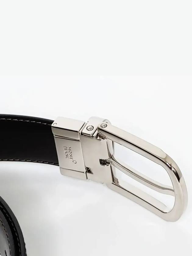 Rounded Horseshoe Buckle 30mm Reversible Leather Belt Black Brown - MONTBLANC - BALAAN 4