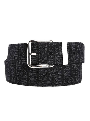 Logo Jacquard Leather Belt Black - DIOR - BALAAN 1