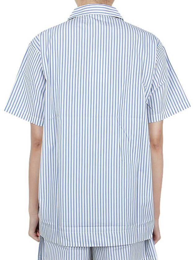 Poplin Pajamas Organic Cotton Short Sleeve Shirt Placid Blue - TEKLA - 9