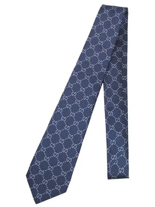 Men's GG Dot Pattern Silk Necktie Navy - GUCCI - BALAAN 2