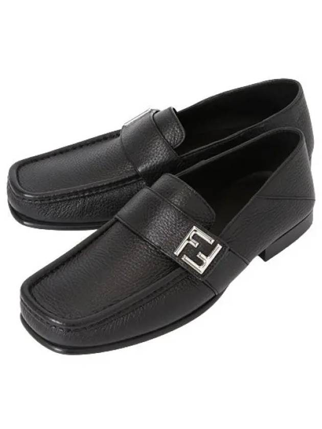 FF Square Leather Loafers Black - FENDI - BALAAN 2