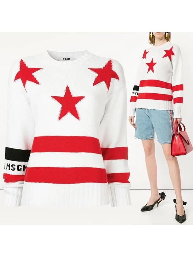 Star Striped Knit Top White - MSGM - BALAAN 2