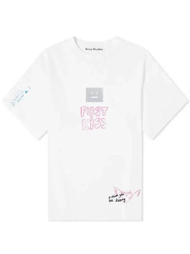 Relaxed Fit Scribble Short Sleeve T-Shirt Optic White - ACNE STUDIOS - BALAAN 1