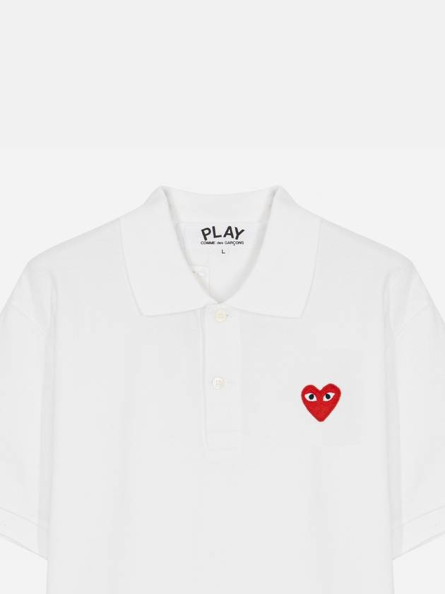 Red Heart Wappen Polo Shirt P1 T006 5 White - COMME DES GARCONS - BALAAN 4