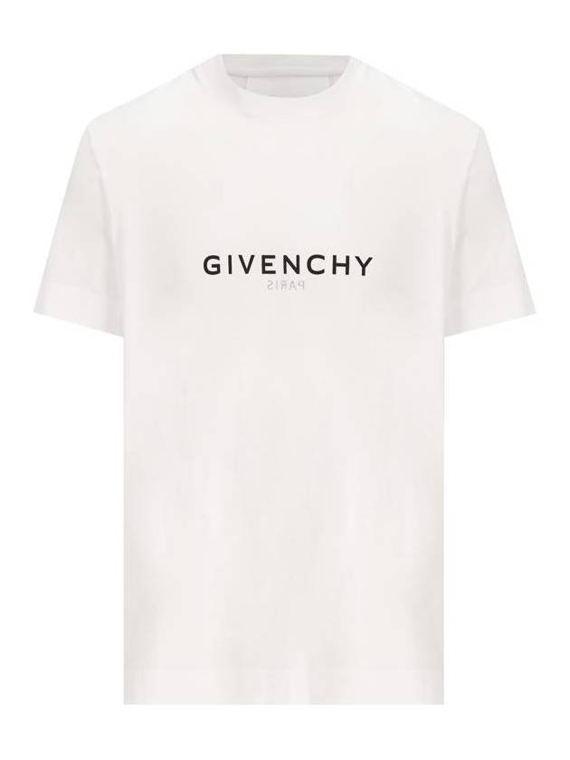 Men's Reverse Logo Round Slim Short Sleeve T-Shirt White - GIVENCHY - BALAAN 2