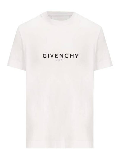 Men's Reverse Logo Round Slim Short Sleeve T-Shirt White - GIVENCHY - BALAAN 2