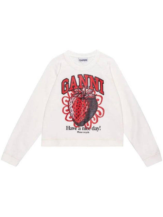 Isoli Raglan Strawberry Sweatshirt Vanilla Ice - GANNI - BALAAN 1