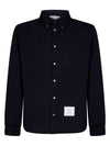 Men's Button Down Wool Milano Long Sleeve Shirt Navy - THOM BROWNE - BALAAN 2