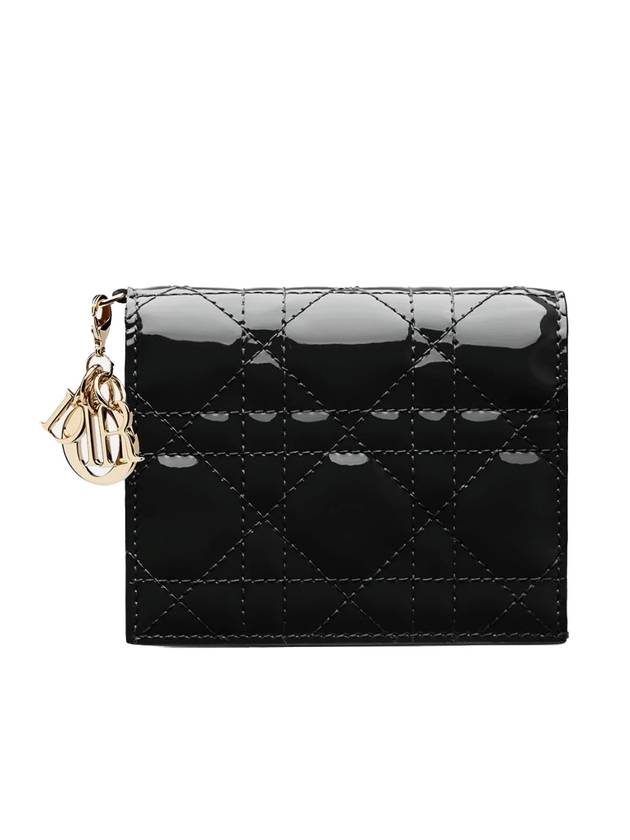 Lady Patent Cannage Calfskin Small Wallet Black - DIOR - BALAAN 1