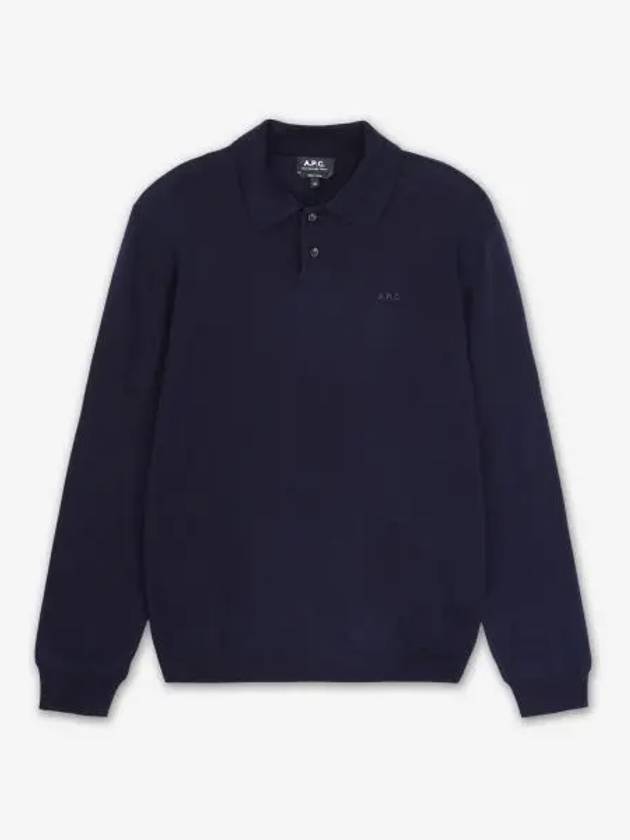 Jacob Logo Wool Long Sleeve Polo Shirt Dark Navy - A.P.C. - BALAAN 2