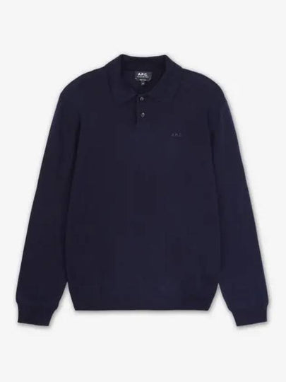 Jacob Logo Wool Long Sleeve Polo Shirt Dark Navy - A.P.C. - BALAAN 2