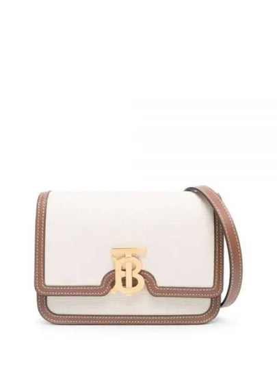 Two-Tone Canvas Leather Small TB Shoulder Bag Ivory - BURBERRY - BALAAN 2