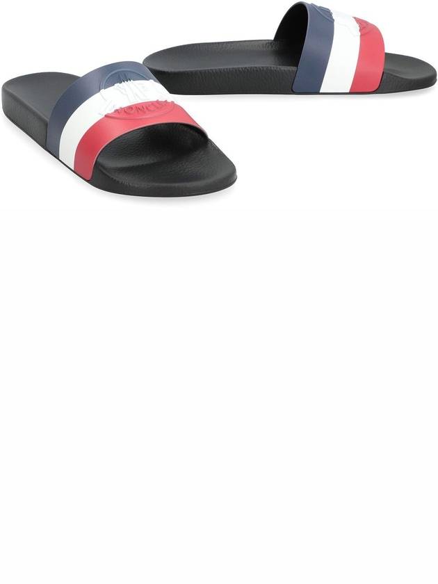 Basil Logo Emboss Striped Slippers Black - MONCLER - BALAAN 3