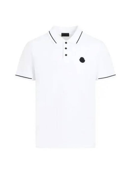 Men's Logo Patch Cotton Short Sleeve Polo Shirt Optical White - MONCLER - BALAAN 2