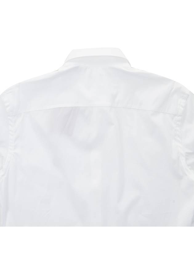 Monogram Pattern Stretch Cotton Blend Long Sleeve Shirt White - BURBERRY - BALAAN.