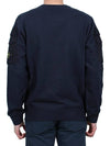 Garment Dyed Double Pocket Brushed Cotton Fleece Sweatshirt Navy - STONE ISLAND - BALAAN 5