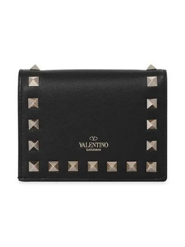 24 4W0P0P39 BOL 0NO 4W2P0P39 Rockstud Flap Half Wallet - VALENTINO - BALAAN 1