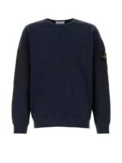 Brushed Organic Cotton Fleece Sweatshirt Navy - STONE ISLAND - BALAAN 2