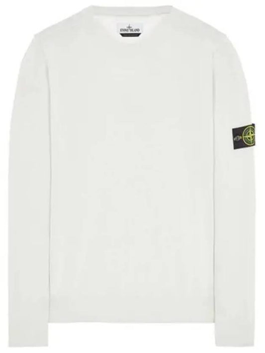 Wappen Patch Crew Neck Soft Cotton Knit Top White - STONE ISLAND - BALAAN 2