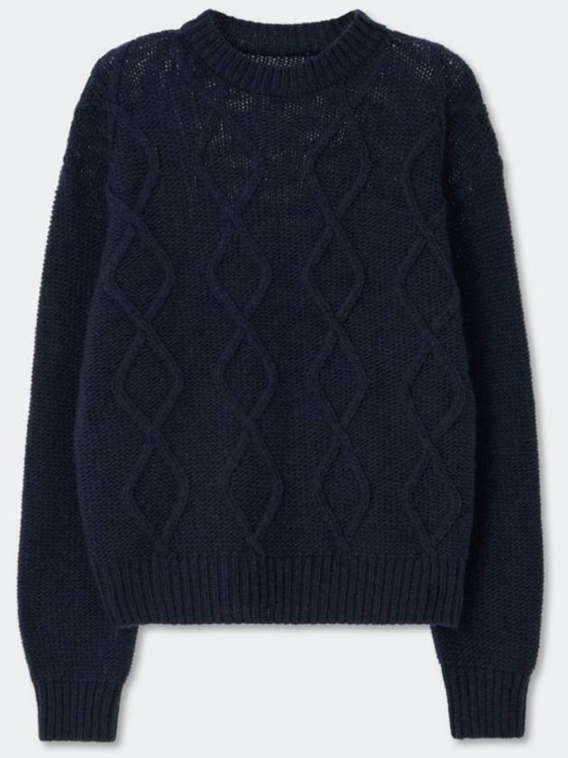 W Mohair Fisherman Sweater Navy - KINETO - BALAAN 1