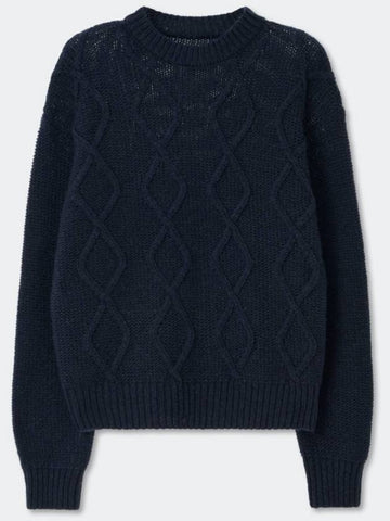 W Mohair Fisherman Sweater Navy - KINETO - BALAAN 1