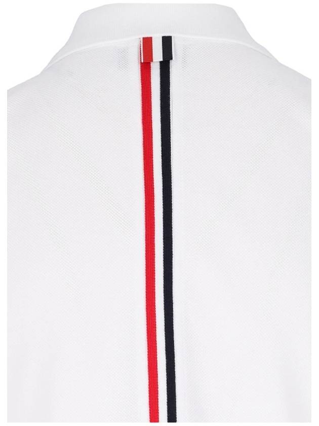 Classic Pique Center Back Stripe Relaxed Fit Short Sleeve Polo Shirt White - THOM BROWNE - BALAAN 5