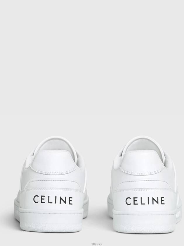 Men's Lace Up Calfskin Low-Top Sneakers Optic White - CELINE - BALAAN 4