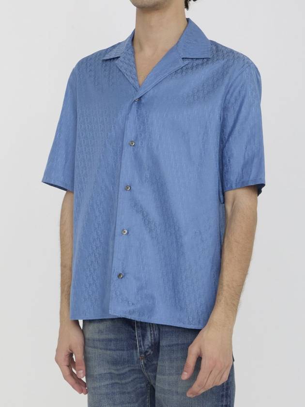 Oblique Cotton Jacquard Short Sleeve Shirt Blue - DIOR - BALAAN 2