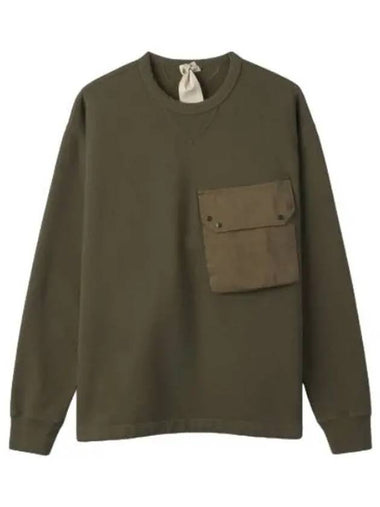 Garment dyed crew neck pocket sweatshirt military green - TEN C - BALAAN 1