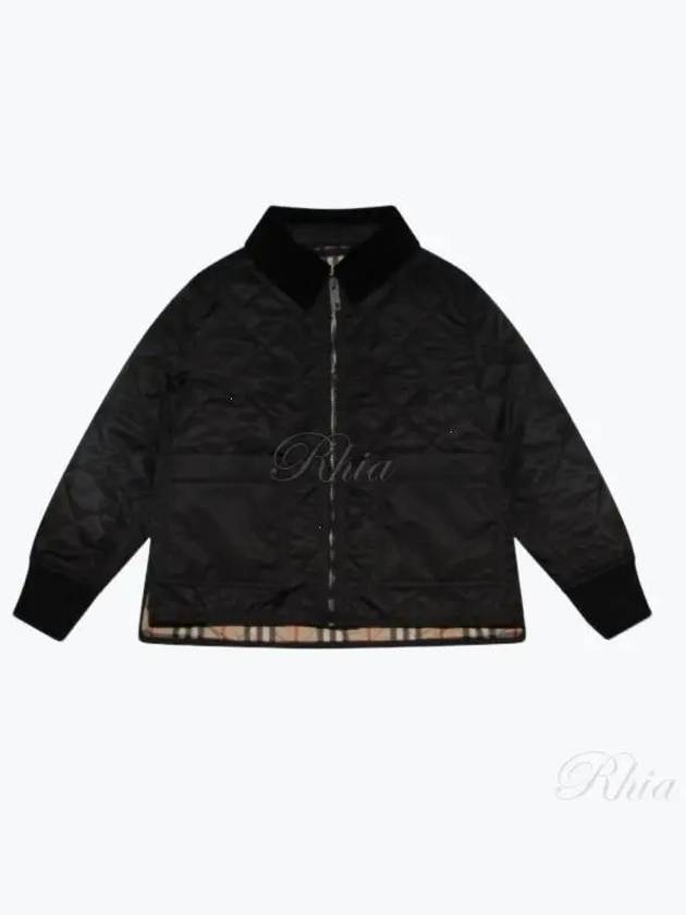 Kids Corduroy Collar Diamond Quilted Jacket Black - BURBERRY - BALAAN 2