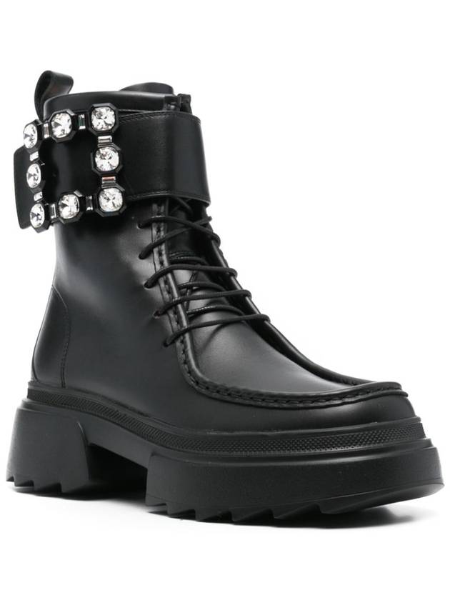 Wallaviv Leg Strap Leather Worker Boots Black - ROGER VIVIER - BALAAN 5