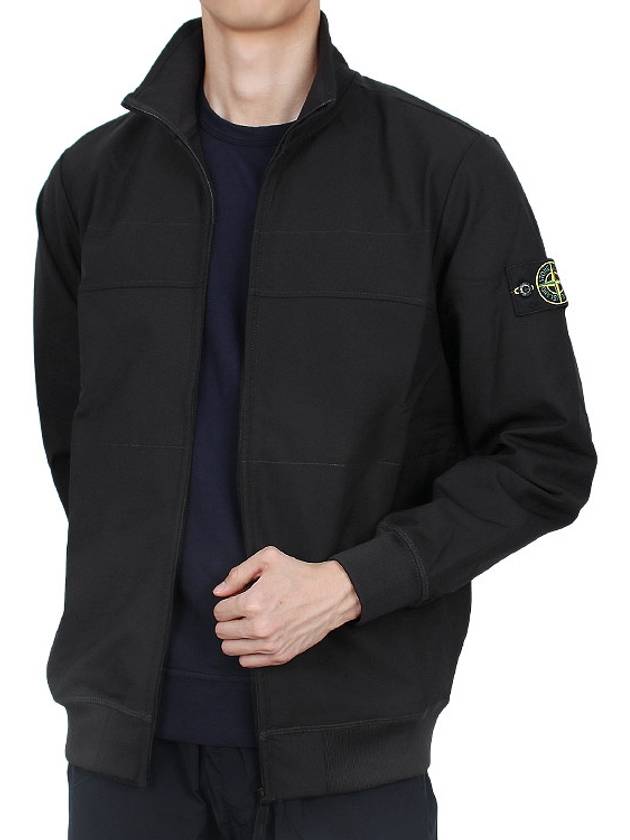 Logo Badge Zipper Comfort Fit Fleece Track Jacket Black - STONE ISLAND - BALAAN 4