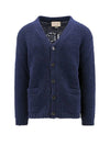 Intarsia Knit Wool Cardigan Navy - GUCCI - BALAAN 3