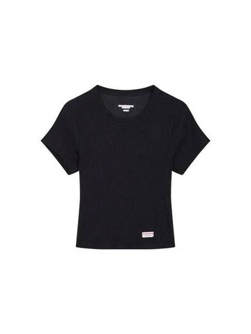 Ribbed Crop Short Sleeve T Shirt Black 270860 - ALEXANDER WANG - BALAAN 1