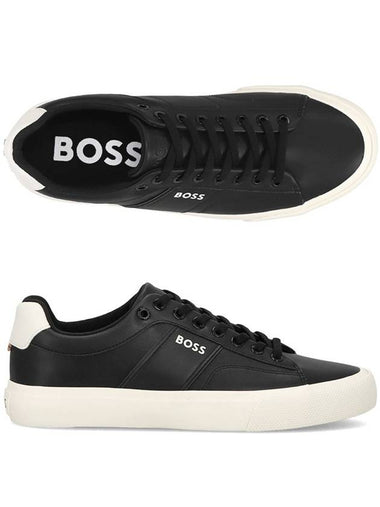 Logo Lace-Up Low Top Sneakers Black - HUGO BOSS - BALAAN 1