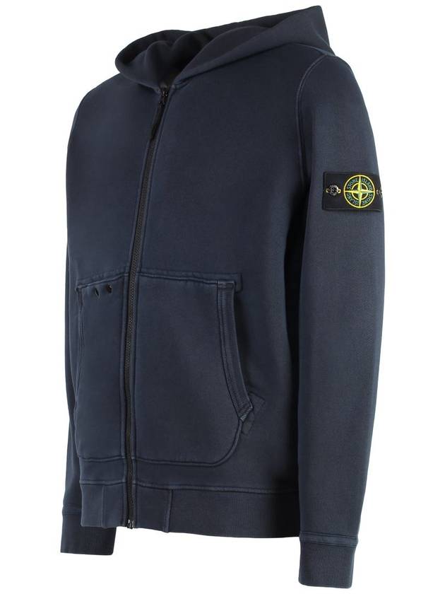 Logo Patch Zip-Up Hoodie Navy - STONE ISLAND - BALAAN 4