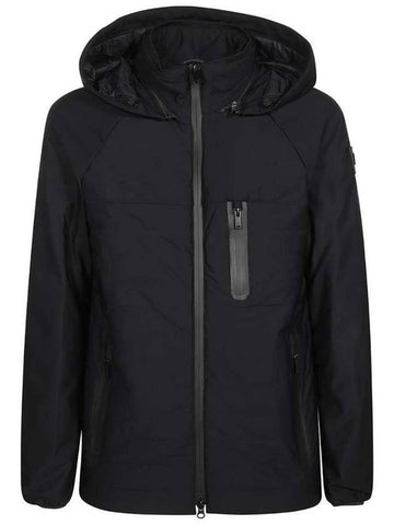 Brunswick Logo Quilted Hooded Jacket Black - MOOSE KNUCKLES - BALAAN 1