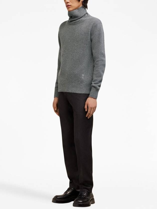 Heart Logo Cashmere Turtleneck Grey - AMI - BALAAN 4